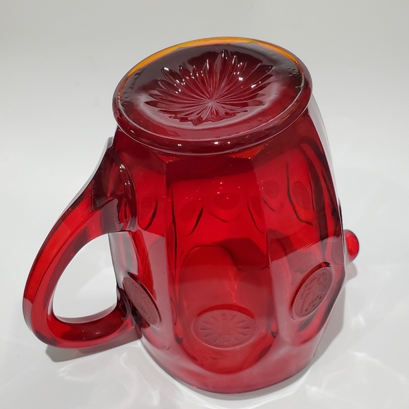 32oz Fostoria "Coin Glass Ruby" Red Heavy Thick Pitcher - Picture 10 of 16